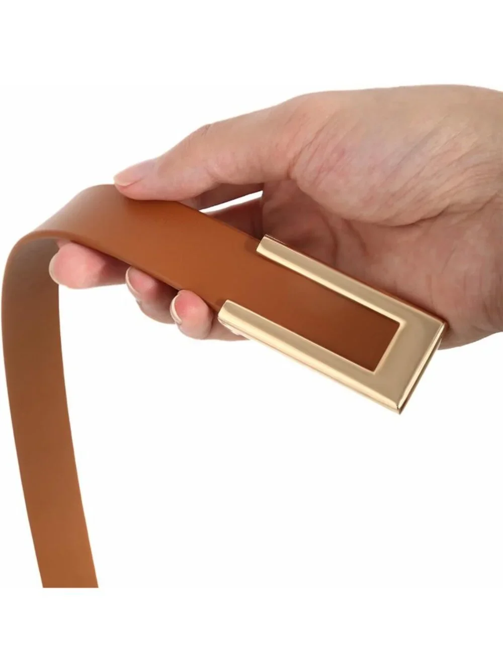 Stylish Women's Skinny Leather Waist Belt for Dresses & Jeans with Gold Buckle